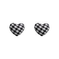 Tibetan Style Stud Earring, with Cloth, Heart, high quality plated, vintage & fashion jewelry & for woman, nickel, lead & cadmium free, 16x20mm, Sold By Pair