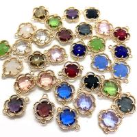 Crystal Connector, with Brass, Flower, gold color plated, faceted & 1/1 loop, more colors for choice, 11x16mm, Sold By PC
