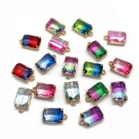 Crystal Pendants, with Brass, Rectangle, gold color plated, gradient color & faceted, more colors for choice, 10x17mm, Sold By PC