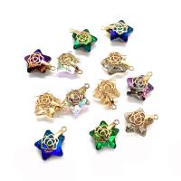 Crystal Pendants, with Brass, Star, gold color plated, faceted, more colors for choice, 13x16mm, Sold By PC