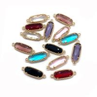 Connector Brass Κοσμήματα, Κρύσταλλο, με Ορείχαλκος, Ωοειδής, χρώμα επίχρυσο, πολύπλευρη & 1/1 βρόχο, περισσότερα χρώματα για την επιλογή, 7x21mm, Sold Με PC