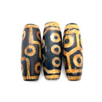 Natural Tibetan Agate Dzi Beads, barrel, different designs for choice, more colors for choice, 14x39mm, Sold By PC