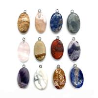 Gemstone Pendants Jewelry, Natural Stone, Oval, more colors for choice, 15x29mm, Sold By PC