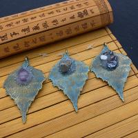 Gemstone Pendants Jewelry Zinc Alloy with Gemstone Leaf nickel lead & cadmium free Sold By PC