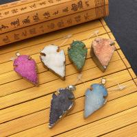 Quartz Gemstone Pendants, with Brass, Conical, plated, more colors for choice,  21x35-26x39mm, Sold By PC