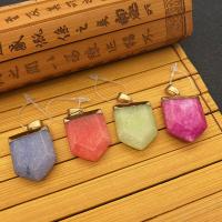 Gemstone Pendants Jewelry Natural Stone with Brass arrowhead gold color plated Sold By PC