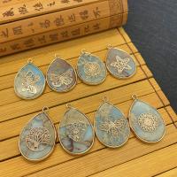 Gemstone Pendants Jewelry, Koreite, with Brass, Teardrop, gold color plated, different designs for choice, more colors for choice, 23x35mm, Sold By PC