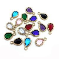 Crystal Pendants, with Brass, Teardrop, gold color plated, faceted, more colors for choice, 9x15mm, Sold By PC