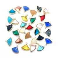 Crystal Pendants, with Brass, Fan, gold color plated, faceted, more colors for choice, 17x19mm, Sold By PC