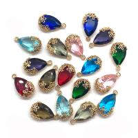 Crystal Pendants with Brass Teardrop gold color plated faceted Sold By PC