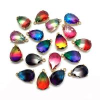 Crystal Pendants, with Brass, Teardrop, gold color plated, gradient color & faceted, more colors for choice, 13x21mm, Sold By PC