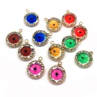 Crystal Pendants with Brass Round gold color plated faceted 13mm Sold By PC