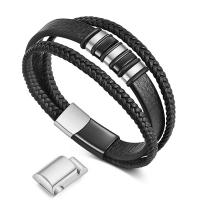 Titanium Steel Bracelet with Faux Leather plated & for man Sold By PC