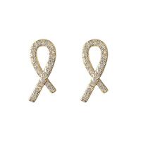 Cubic Zircon (CZ) Stud Earring Zinc Alloy gold color plated for woman & with rhinestone nickel lead & cadmium free Sold By Pair