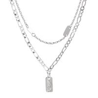 Multi слой ожерелье, цинковый сплав, Прямоугольная форма, плакирован серебром, 2 шт. & Женский, не содержит никель, свинец, 6x12mm, Продан через Приблизительно 15.7 дюймовый Strand
