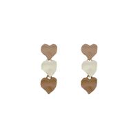 Zinc Alloy Drop Earrings Acrylic with Zinc Alloy Heart plated Tole Paintng & Korean style & for woman Sold By Pair