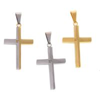 Stainless Steel Cross Pendants, plated, DIY & Unisex, more colors for choice, 38x24x4mm, Hole:Approx 5mm, Sold By PC