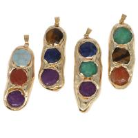 Gemstone Pendants Jewelry, Brass, with Gemstone, mixed colors, 58x23x9mm, Sold By PC