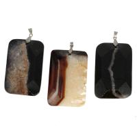 Agate Jewelry Pendants, Brass, with Agate, Rectangle, faceted, more colors for choice, 56x39x13mm, Sold By PC