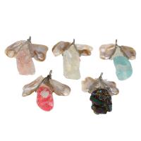 KRISTALLanhänger, Messing, mit Kristall & Harz & Kunststoff Perlen, keine, 48x43x16mm, verkauft von PC