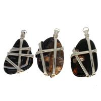 Agate Jewelry Pendants, Brass, with Agate, mixed colors, 75x44x9mm, Sold By PC