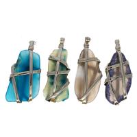 Agate Jewelry Pendants, Brass, with Agate, more colors for choice, 80x38x13mm, Sold By PC