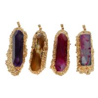 Agate Κοσμήματα Μενταγιόν, Ορείχαλκος, με Agate, πολύπλευρη, περισσότερα χρώματα για την επιλογή, 77x30x22mm, Sold Με PC