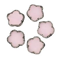 Agate Beads, with Rhinestone Clay Pave, Flower, pink, 26x26x5mm, Sold By PC