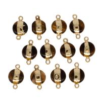 Gemstone Connector, Brass, with Tiger Eye, Round, mixed colors, 19x12x5mm, Sold By PC
