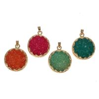 Resin Pendant, Brass, with Resin, Round, more colors for choice, 39x33x9mm, Sold By PC