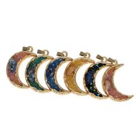 Resin Pendant, Brass, with Resin, Moon, more colors for choice, 45x25x9mm, Sold By PC