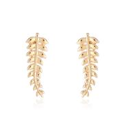Zinc Alloy Stud Earring Leaf plated fashion jewelry & for woman Sold By Pair