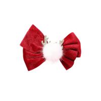 Christmas Hair Clip Zinc Alloy with Plush & Velveteen Christmas Design & fashion jewelry & for woman red Sold By PC