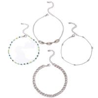 Zinc Alloy Anklet with Seedbead silver color plated 4 pieces mixed colors Sold By Set