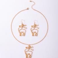 Zinc Alloy Jewelry Sets earring & necklace gold color plated 2 pieces & Christmas Design golden Sold By Set