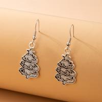 Christmas Earrings Zinc Alloy Christmas Tree silver color plated fashion jewelry & blacken silver color Sold By Pair