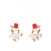 Christmas Earrings Zinc Alloy Santa Claus gold color plated fashion jewelry & enamel golden Sold By Pair