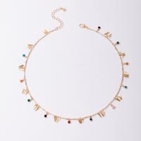 Zinklegierung Schmuck Halskette, goldfarben plattiert, Modeschmuck & Schmetterlingsdesign & Emaille, goldfarben, verkauft von PC