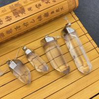Quartz Gemstone Pendants, Clear Quartz, with Brass, irregular, platinum color plated, clear, 10x30-20x80mmm, Sold By PC