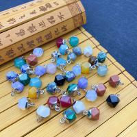 Gemstone Pendants Jewelry, Natural Stone, with Brass, Polygon, platinum color plated, different materials for choice, more colors for choice, 8x11mm, Sold By PC
