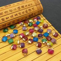 Gemstone Pendants Jewelry, Natural Stone, with Brass,  Square, gold color plated, faceted, more colors for choice, 10x14mm, Sold By PC