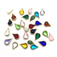 Crystal Pendants, with Brass, Teardrop, gold color plated, more colors for choice, 12x19x7mm, Sold By PC
