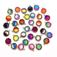 Crystal Pendants, with Brass, Round, gold color plated, gradient color & faceted, more colors for choice, 13mm, Sold By PC