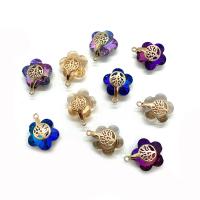 Crystal Pendants, with Brass, Flower, gold color plated, faceted, more colors for choice, 14x16mm, Sold By PC