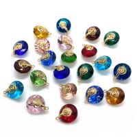 Crystal Pendants, with Brass, Round, gold color plated, faceted, more colors for choice, 14x10mm, Sold By PC