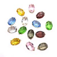 Crystal Pendants, with Brass, Oval, gold color plated, faceted, more colors for choice, 13x20mm, Sold By PC
