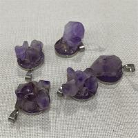 Amethyst Pendant with Brass irregular silver color plated purple Sold By PC