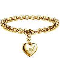 Titanium Steel Bracelet & Bangle, Heart, gold color plated, fashion jewelry & for woman, golden, Sold By PC