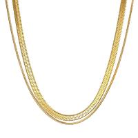 Stainless Steel Chain Necklace, plated, Double Layer & fashion jewelry & for woman, more colors for choice, Sold By PC