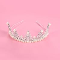 Bridal Tiaras, Tibetan Style, with Plastic Pearl, silver color plated, for woman & with rhinestone & hollow, nickel, lead & cadmium free, 190x65mm, Sold By PC